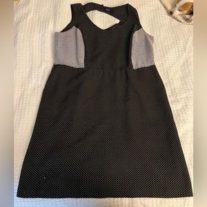 Eloquii micro dot black and white keyhole back dress with pockets 24